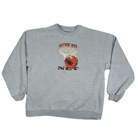 VTG Big Dogs Sweatshirt Nothin' But Net Basketball Gray Men's Size Large 90s - Picture 1 of 8